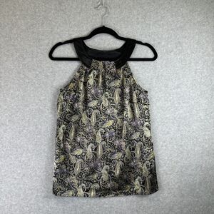 Vintage Cato Y2k Satin Paisley Halter Top Gold Satin Womens Small Tank Top Blous